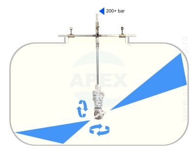 Suport universal din inox, reglabil pentru spălarea cisternelor, max 250 bar
