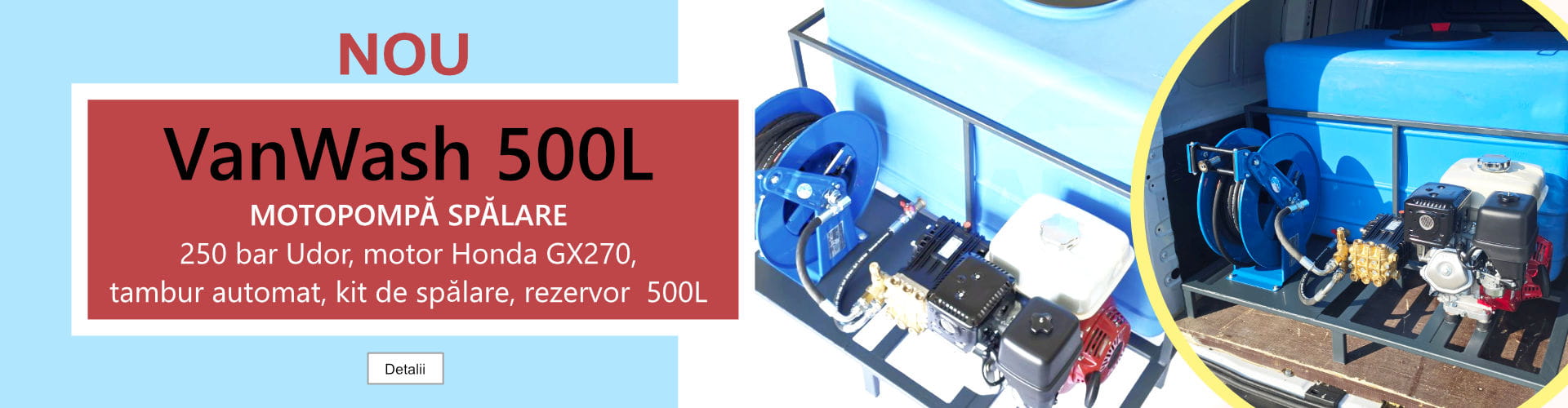 van washer 500l motor honda cu rezervor de apa 500l